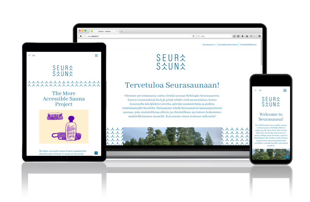 Seurasauna site on different devices